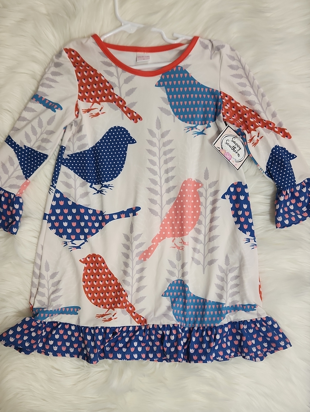 Bird Print Dress & Leggings - Size 4 Brand: Penelope Plemm